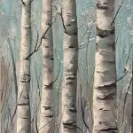 white birch trees, aspen trees, winter trees with sparkle